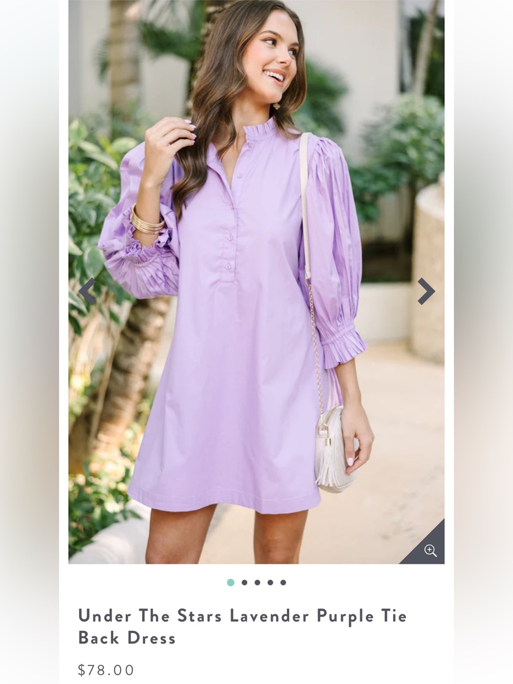 Lavender Mini Dress with Ruffle Collar and Smocked Cuffs WORN ONCE